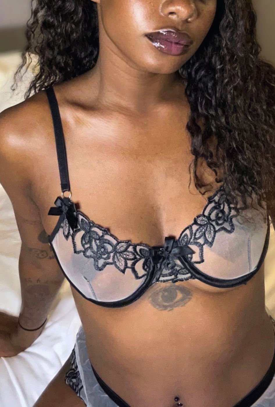 Kenna in black lace lingerie